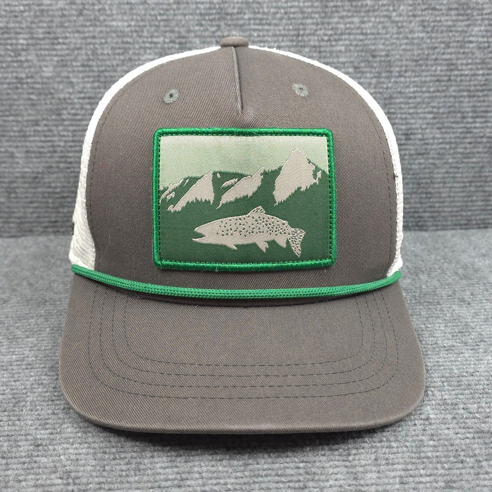 RepYourWater Hat Cap Snapback‎ Adjustable Gray Trout Fishing Outdoors Mens